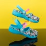 Бирюзовые сандалии для девочек Crocs Karin Colourful Flowers Clog Girls