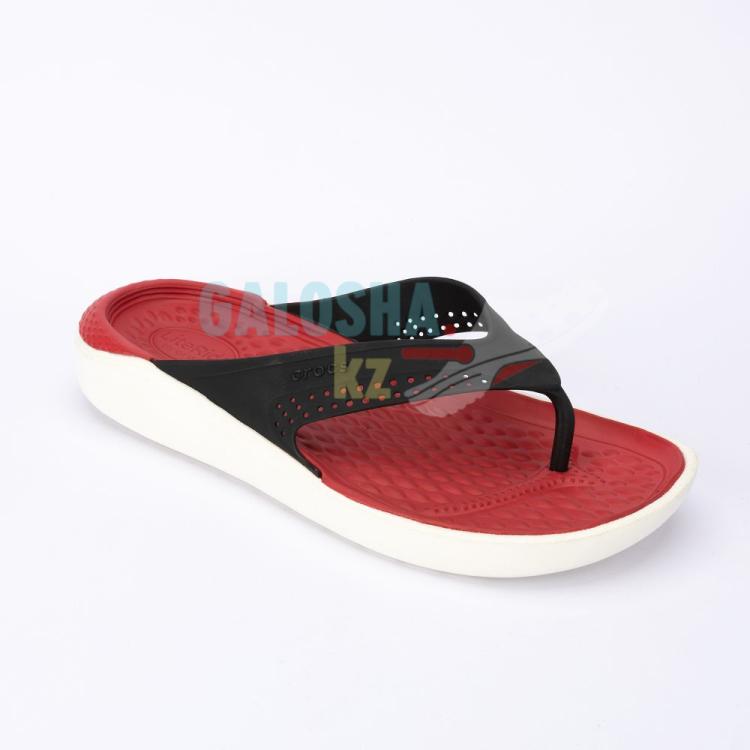 Черно красные шлепанцы CROCS LiteRide Flip