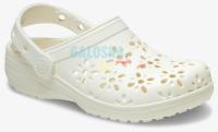 Белые сабо Crocs Classic Floral Cut Out Clog