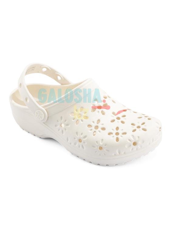 Белые сабо Crocs Classic Floral Cut Out Clog