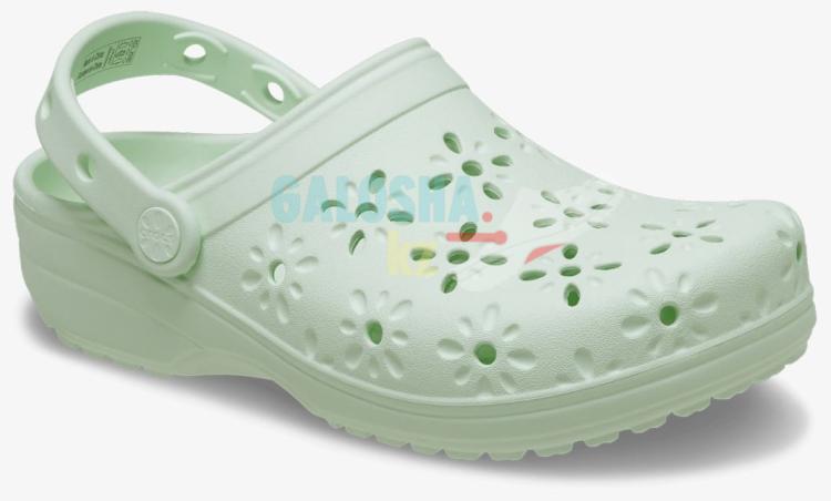 Мятные сабо Crocs Classic Floral Cut Out Clog