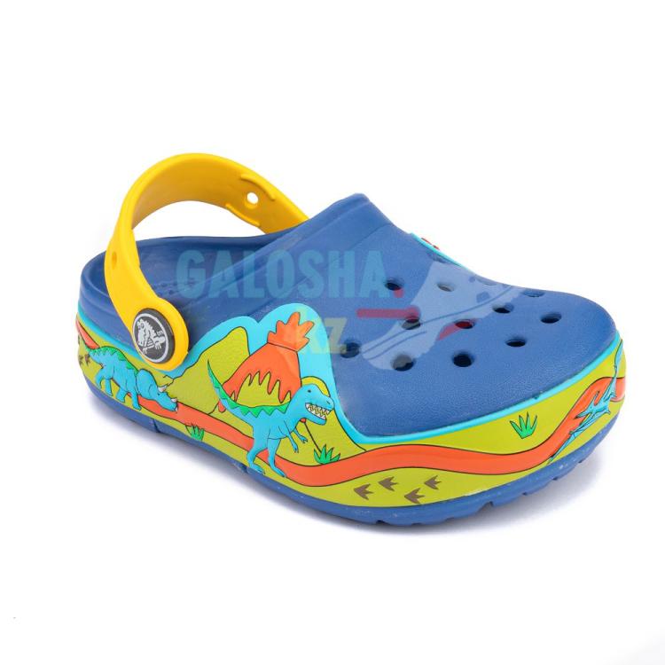 Синие сабо Crocs Lights Dinosaur Clog 
