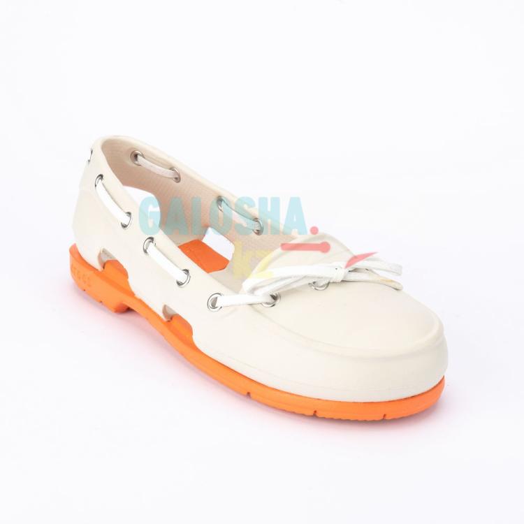Женская обувь светло серая оранжевая CROCS Women's Beach Line Boat Shoe