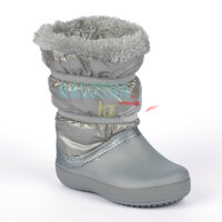 Серебряные зимние сапоги для девочек CROCS Girls’ Crocband™ LodgePoint Metallic Winter Boot