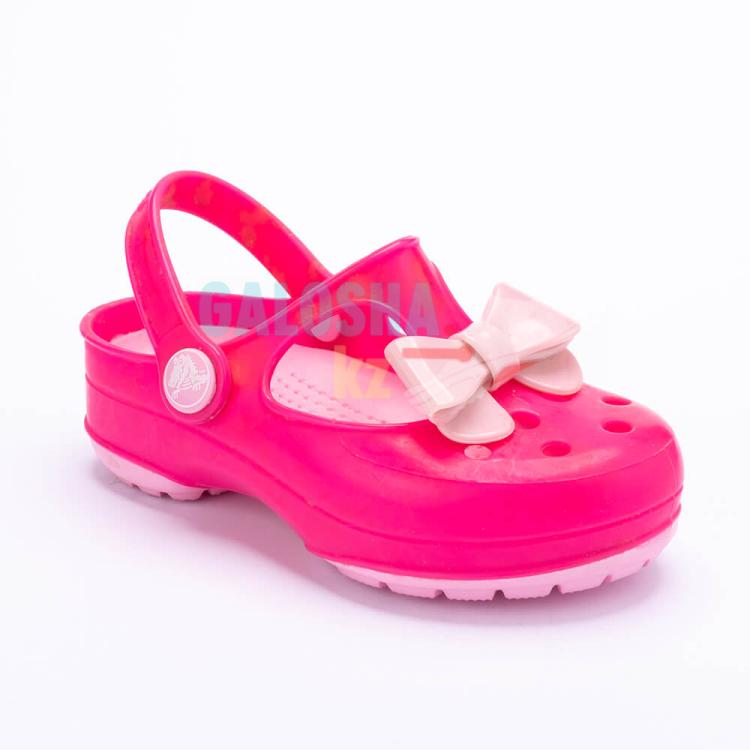 Неоновый розовый сабо для девочек CROCS Kids' Carlie Glitter Bow Mary Jane