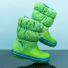 Детские зеленые сапоги CROCS Kids’ Winter Puff Boot