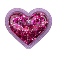 сердце малиновое с красочными блестками внутри 3D