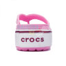 Женские розовые с фиолетовой полосой шлепанцы CROCS Crocband Platform Flip