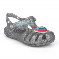 Серебряные сандалии с сердечком Crocs Isabella Novelty Sandal Kids