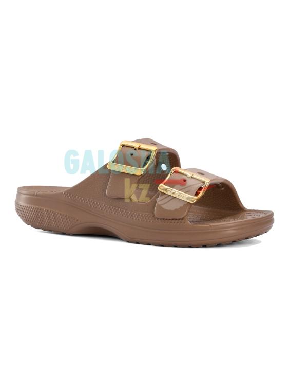 Коричневые сандалии Crocs Metallic Buckle Saturday Sandal