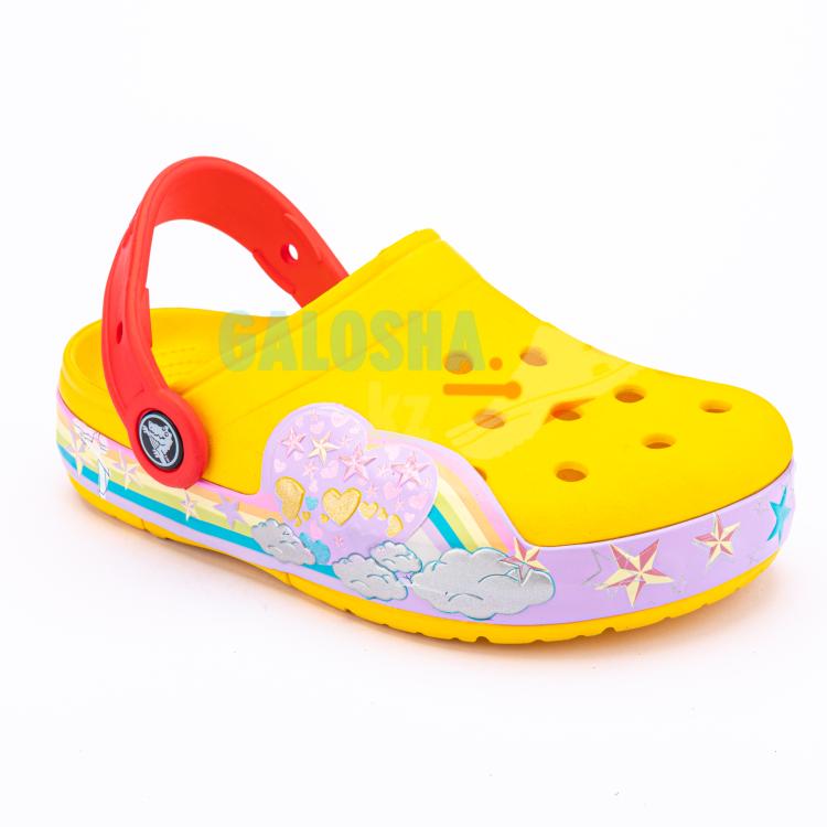 Желтые сабо для девочек CROCS Kids' Crocband™ Fun Lab Graphic Lights Clog